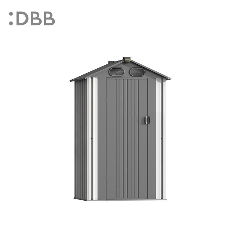 4' X 6'  Metal Sheds Garden Storage Sheds Durable Steel Sheds With Gable Roof For Outdoor Patio Yard 丨Metallic cool grey - Image 2