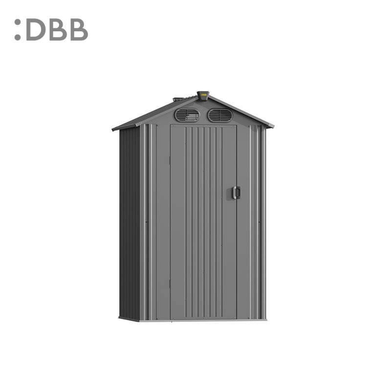 4' X 6'  Metal Sheds Garden Storage Sheds Durable Steel Sheds With Gable Roof For Outdoor Patio Yard 丨Metallic cool grey - Image 4