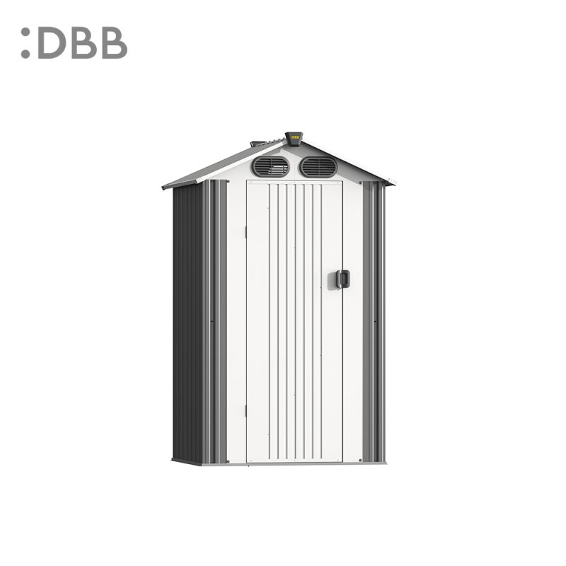 4' X 6'  Metal Sheds Garden Storage Sheds Durable Steel Sheds With Gable Roof For Outdoor Patio Yard 丨Metallic cool grey - Image 5