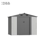 KingSuper series metal garden shed with Gable roof beige gray 8x6ft