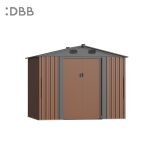 KingSuper series metal garden shed with Gable roof brown gray 8x6ft 1