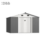 KingSuper series metal garden shed with Gable roof gray beige 10x10ft