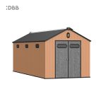 Kingcenter series Intelligent Plastic Sheds with Gable roof Warm brown 8x20ft 1